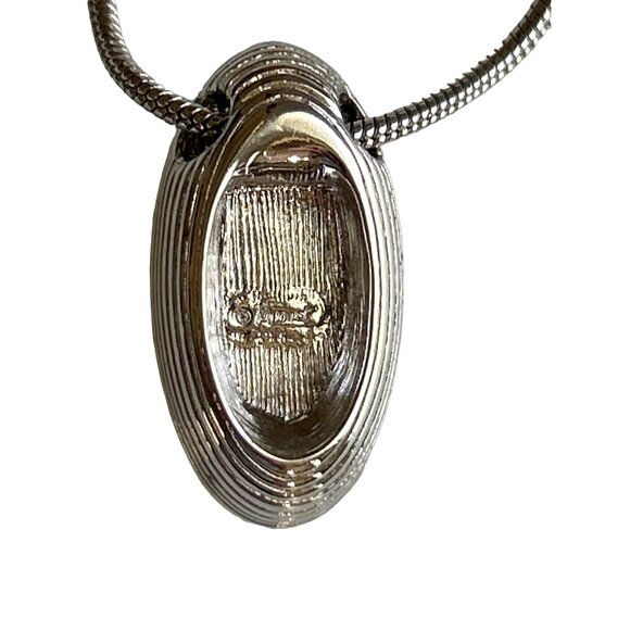 Monet Green Oval Stone (Glass?) Earrings & Necklace Set In Silver Tone - Picture 7 of 7